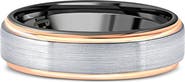 Bliss Diamond Men's Brushed Black Tungsten & Gold Plated Two Tone 6mm Ring Wedding Band