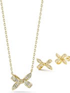 GLAZE JEWELRY CZ Bow Pendant & Stud Earrings Set