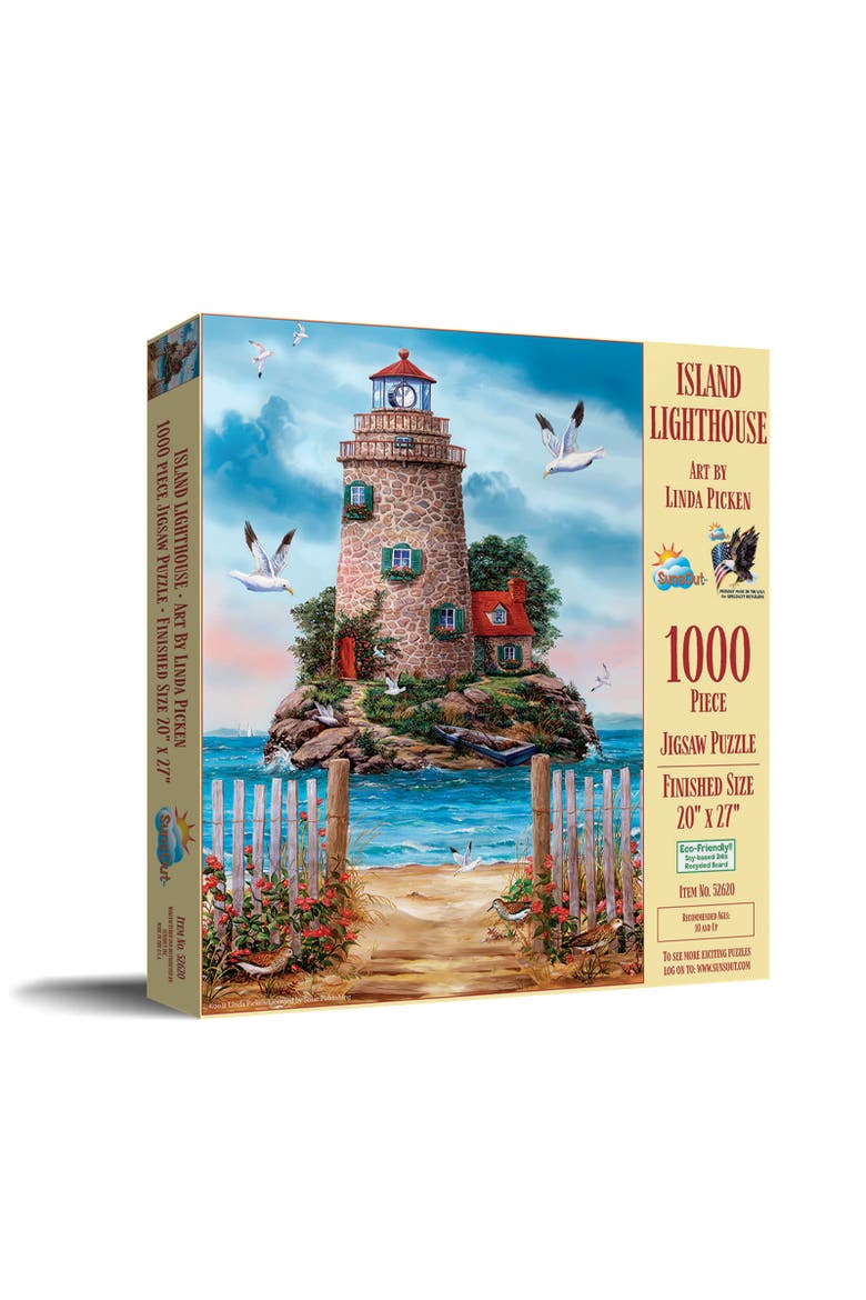 Island Lighthouse 1000 piece Jigsaw Puzzle for Adults, Main, color, Multicolor