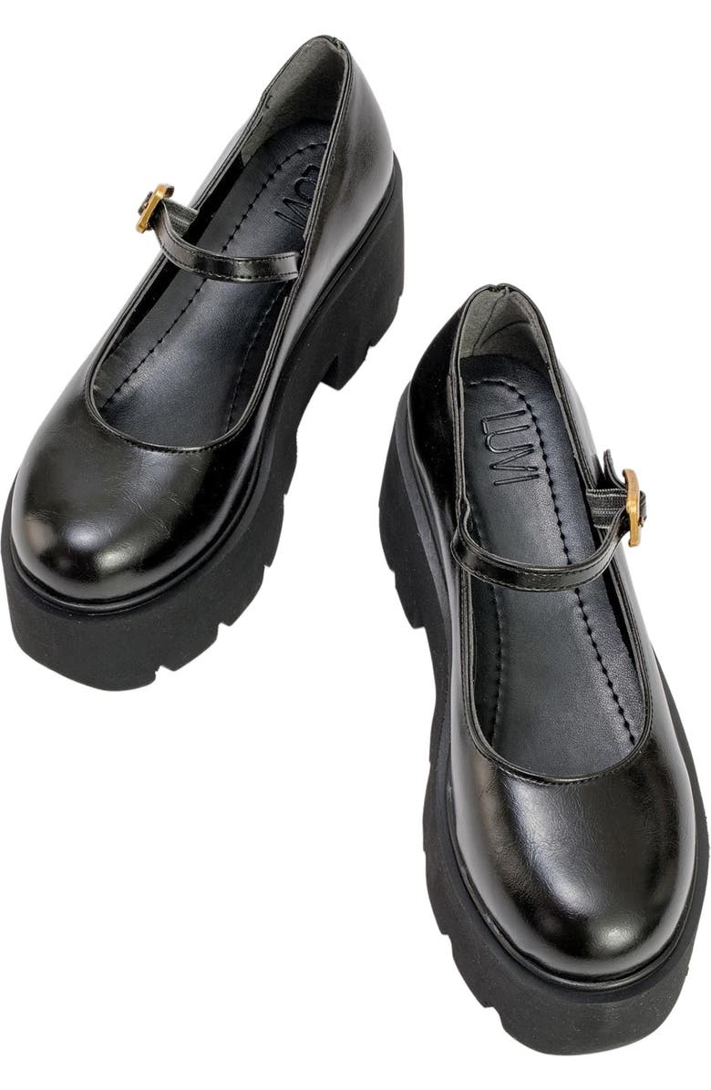 Prologue Shoes Linley Platform Mary Jane Shoes, Alternate, color, Black Faux Leather