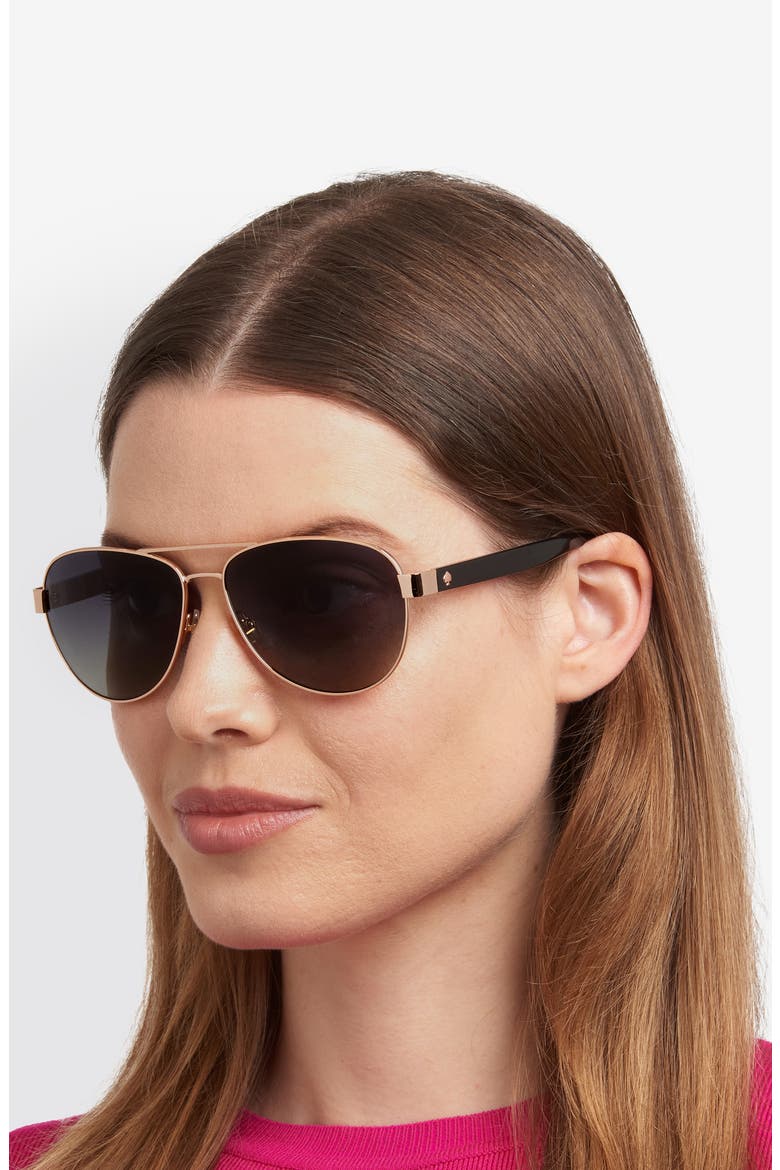 polina 61mm polarized gradient pilot sunglasses, Alternate, color, GOLD BLACK/ GREY SF PZ