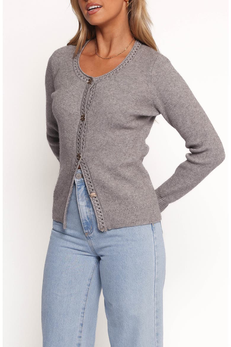 Quay Openwork Detail Cardigan, Alternate, color, HEATHER GREY