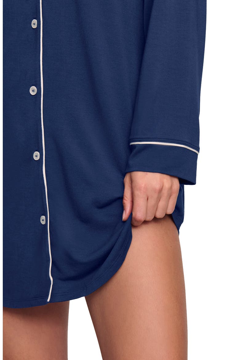 Gisele Jersey Knit Sleep Shirt, Alternate, color, NAVY/ IVORY