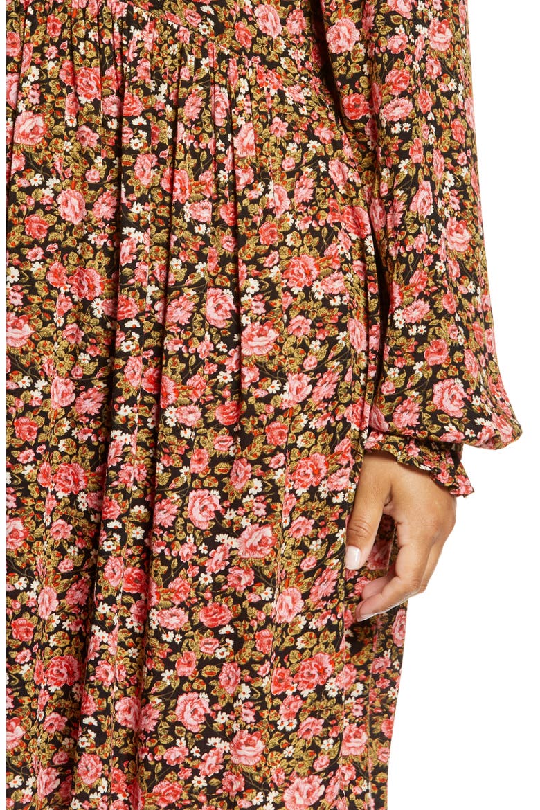 Frill Cuff Long Sleeve Dress, Alternate, color, BLACK BETSY ROSE FLORAL