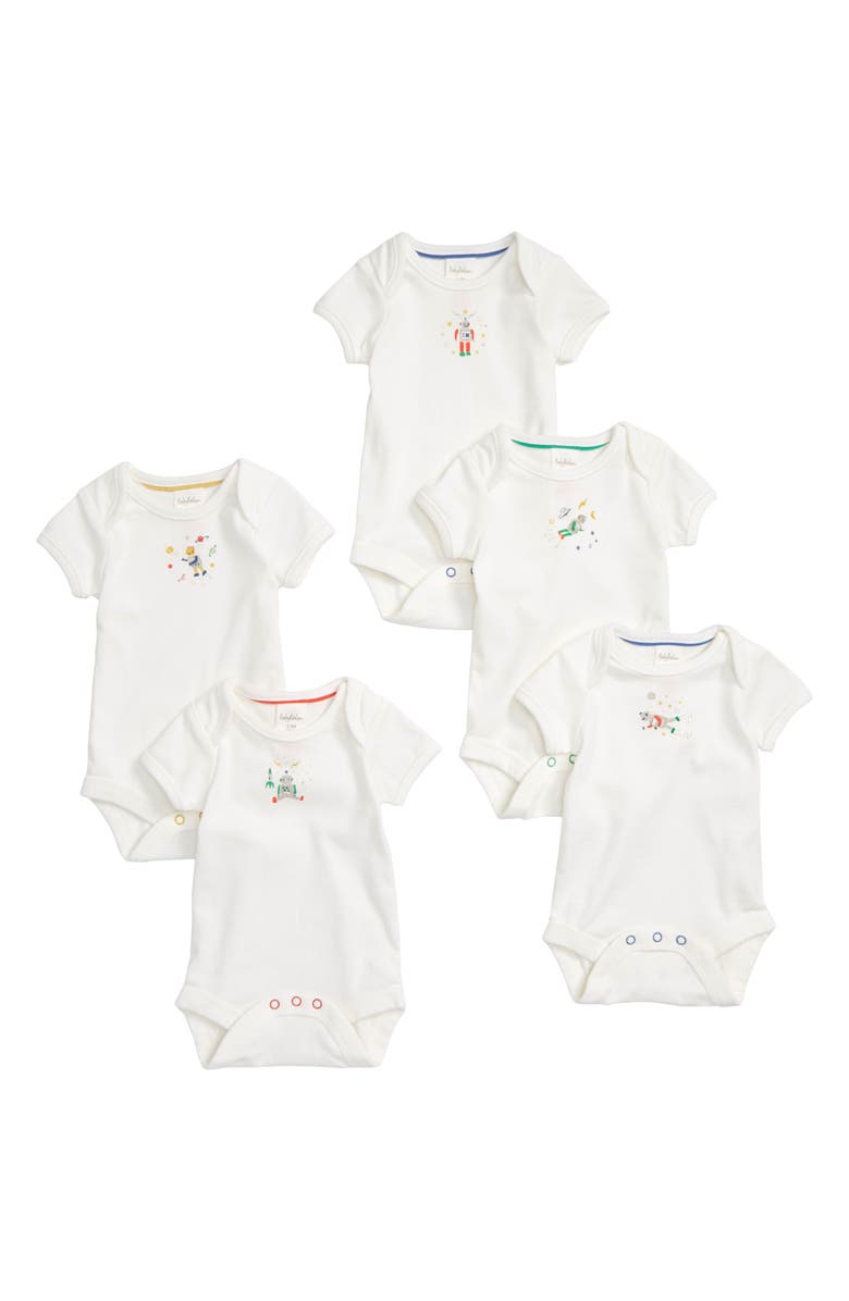 Mini Boden Robot 5-Pack Organic Cotton Bodysuits, Main, color, 