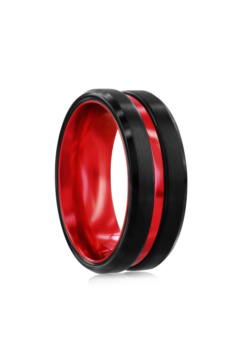 Men's Stripe Ring, Alternate, color, RED/BLACK