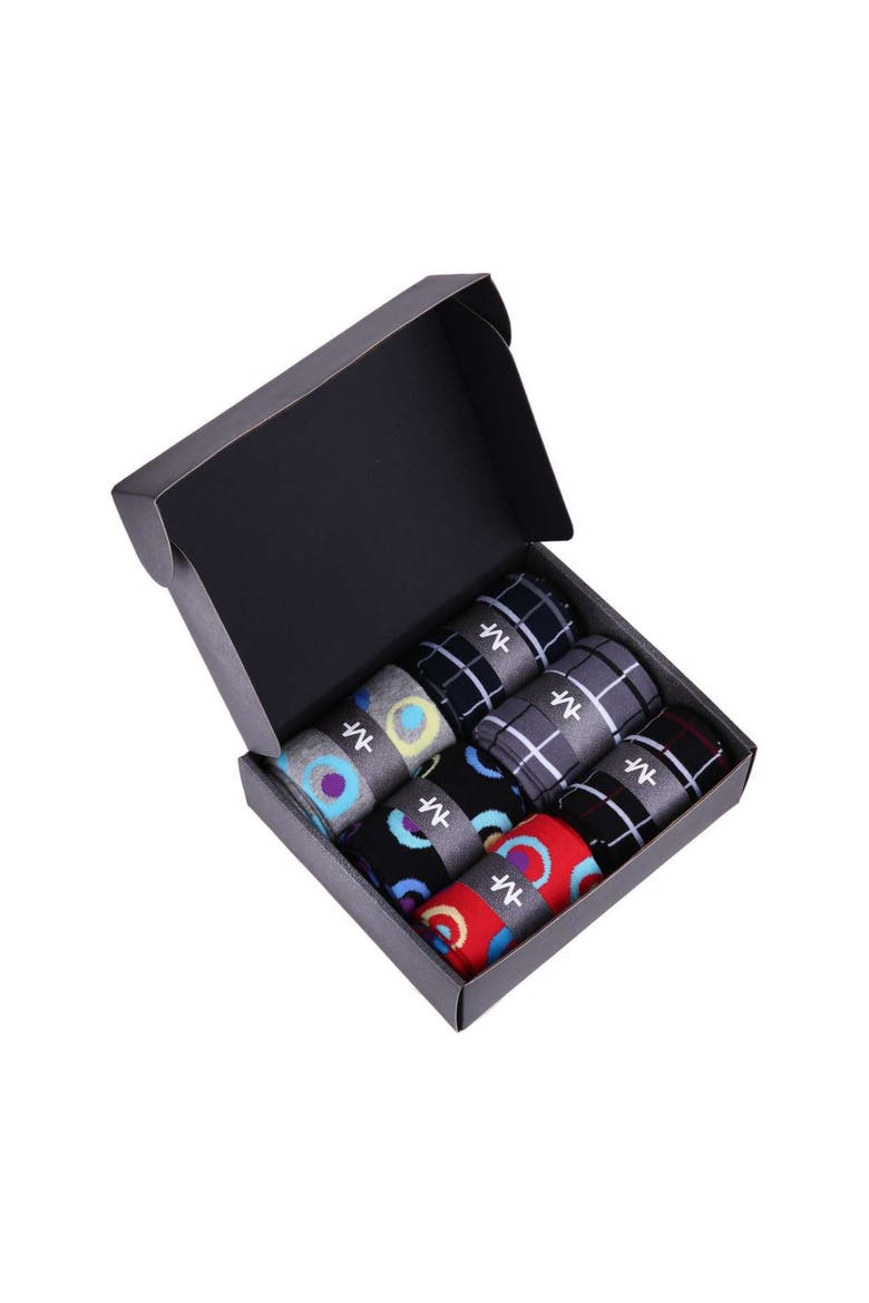 Fashion Patterned Cotton Blend Dress Socks 6-Pack Gift Set, Alternate, color, Prim Collection