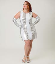 Smak Parlour Plus Size Stripe Scallop Mini Dress