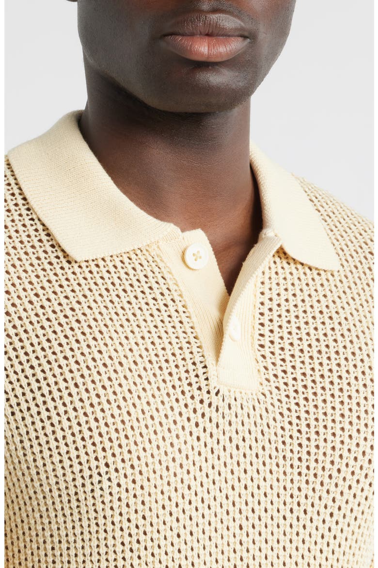 Stripe Open Stitch Organic Cotton Polo, Alternate, color, YELLOW