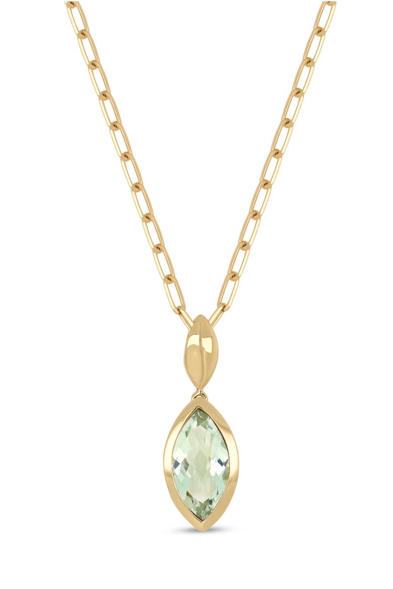 14k Gold Green Amethyst Pendant Necklace, Main, color, 14K YELLOW GOLD