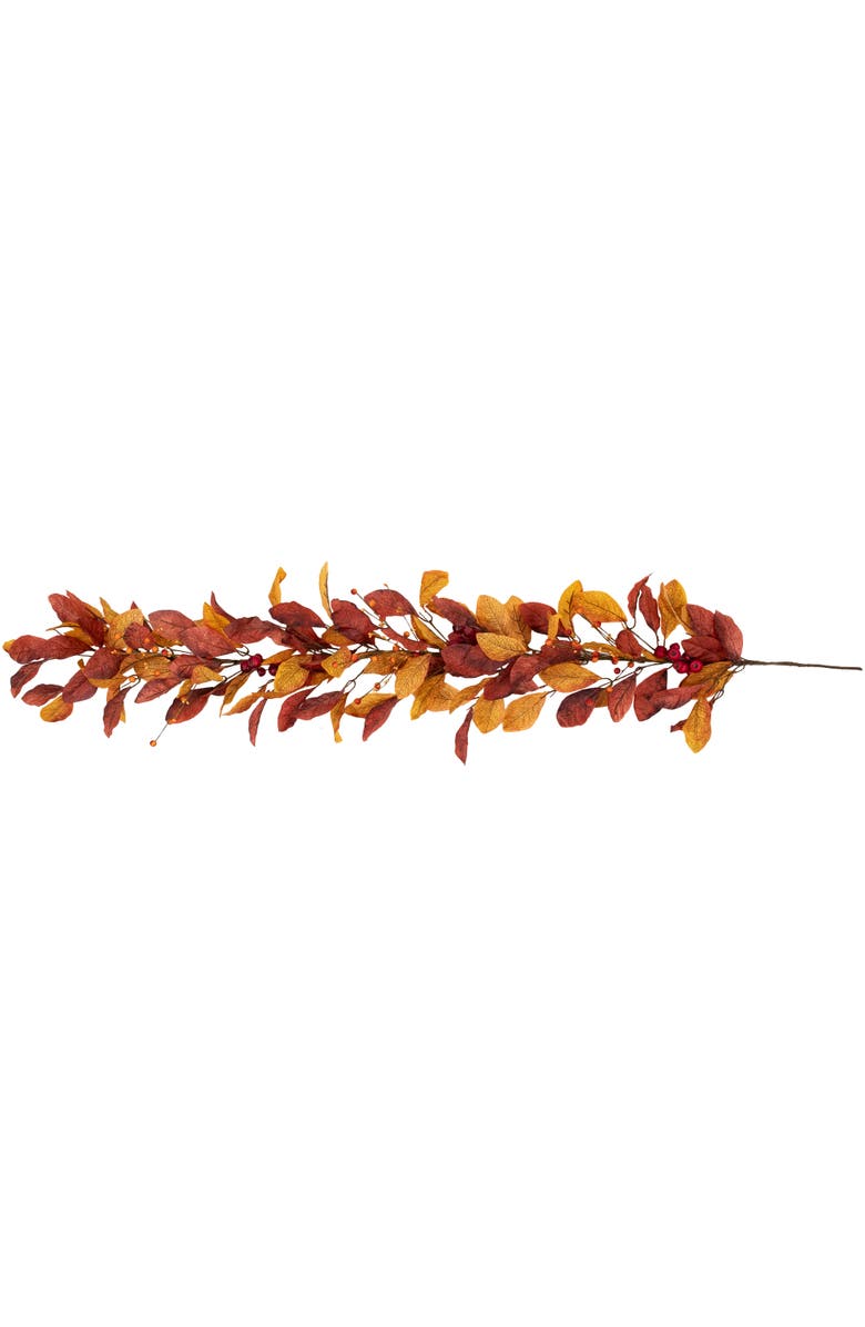 Northlight Autumn Magnolia Leaves and Mixed Berries Artificial Fall Harvest Garland - 5' x 8", Main, color, Red