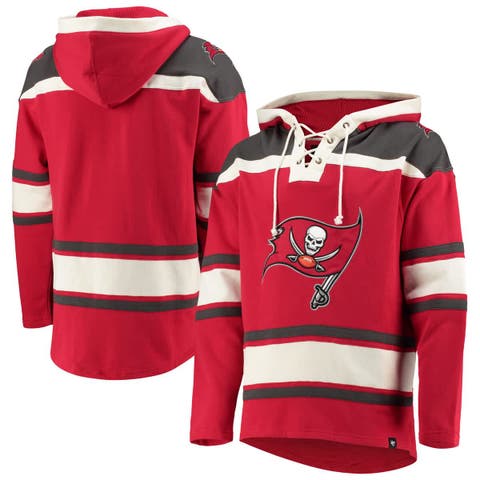 Men's '47 Red Tampa Bay Buccaneers Lacer V-Neck Pullover Hoodie