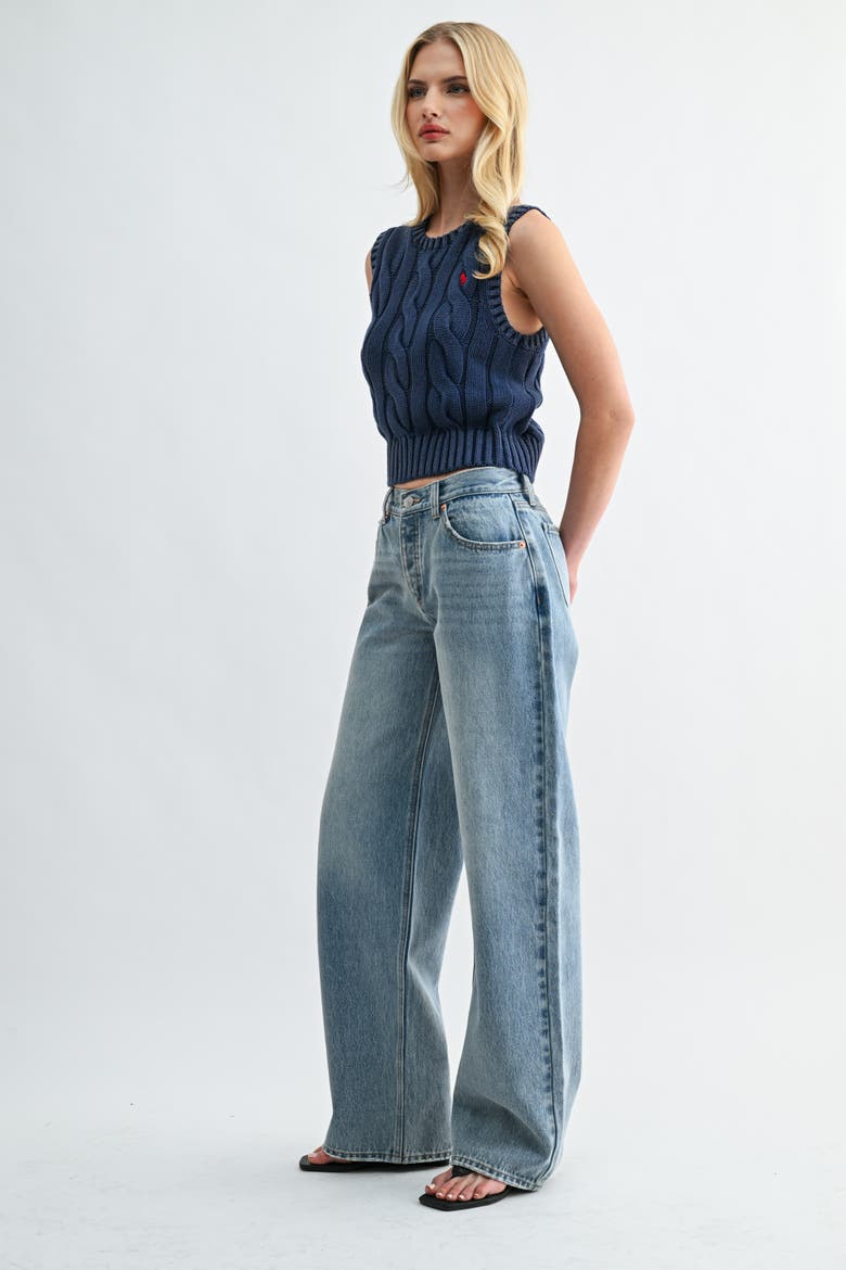 Low Rise Baggy Wide Leg Jeans, Alternate, color, Light Wash