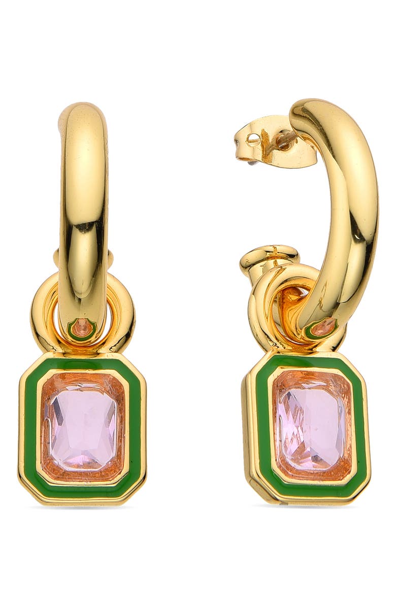 EYE CANDY LOS ANGELES Thea Crystal Dangle Huggie Hoop Earrings, Main, color, Gold