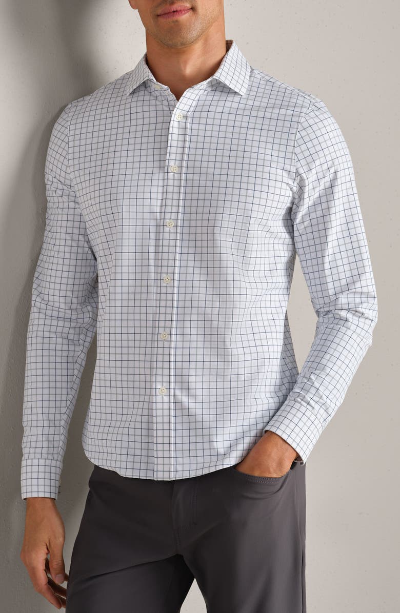 Rhone State of Mind Slim Fit Button-Up Shirt, Main, color, Pacific Green Mini Windowpane