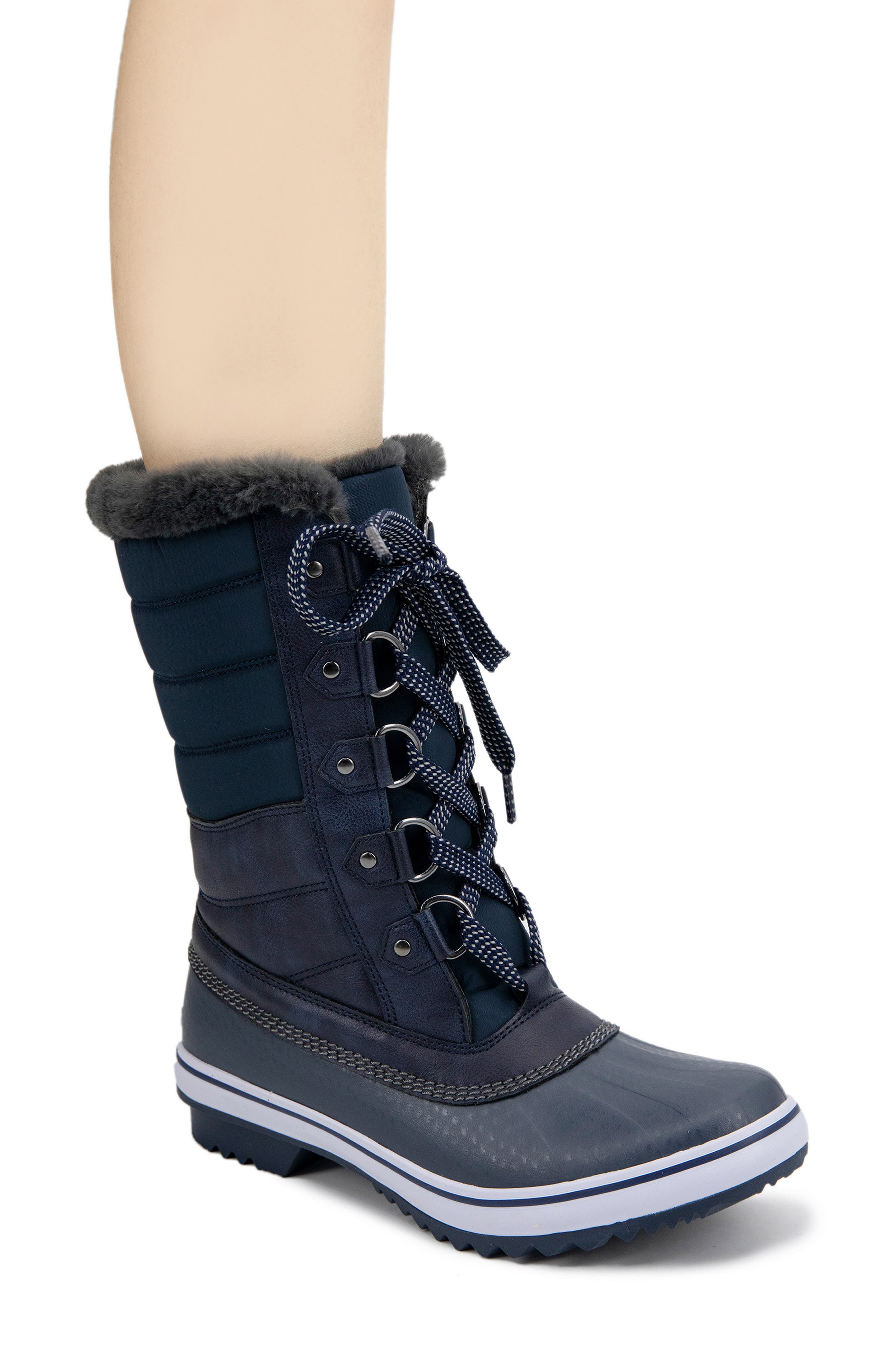 JBU Siberia Waterproof Faux Fur Lined Boot, Alternate, color, Navy