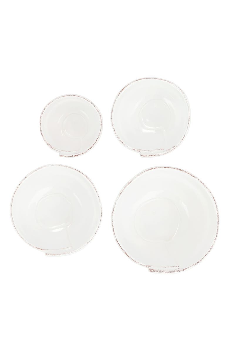 VIETRI Lastra Holiday Set of 4 Assorted Prepping Bowls, Main, color, Green