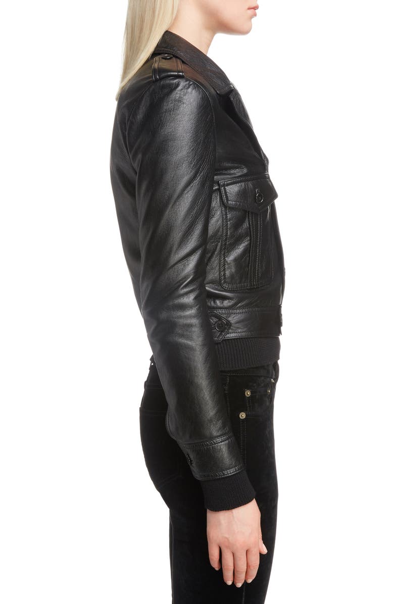 Saint Laurent Lambskin Leather Jacket, Alternate, color, 
