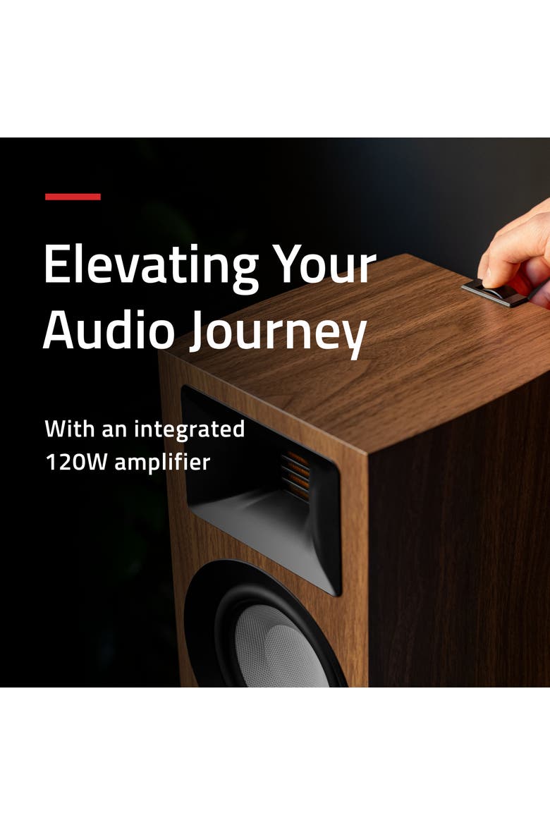Ri71 Powered Bookshelf Speakers with AMT Tweeters, 5" Drivers, 120W Amp, Alternate, color, Walunt