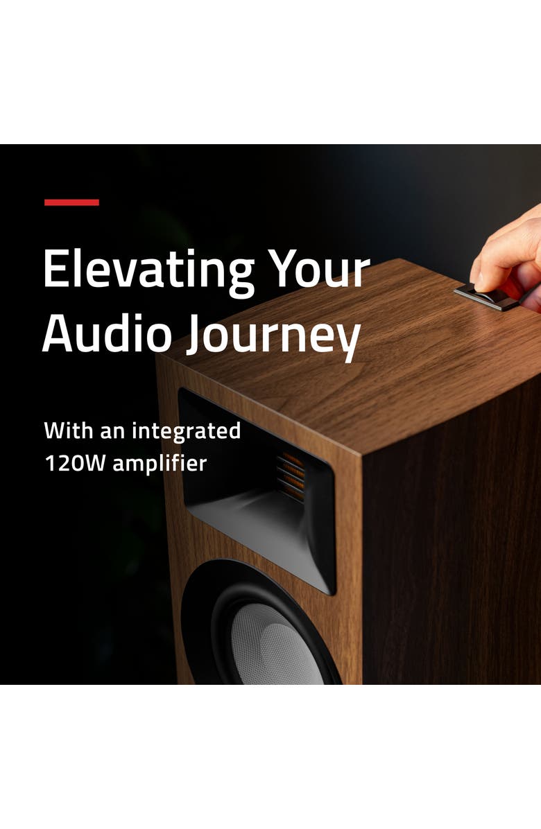 Fluance Ri71 Powered Bookshelf Speakers with AMT Tweeters, 5" Drivers, 120W Amp, Alternate, color, Black Ash