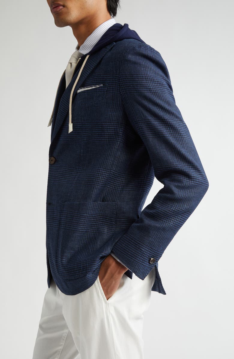 Eleventy Unstructured Plaid Linen & Wool Blend Sport Coat, Alternate, color, 11 Blue