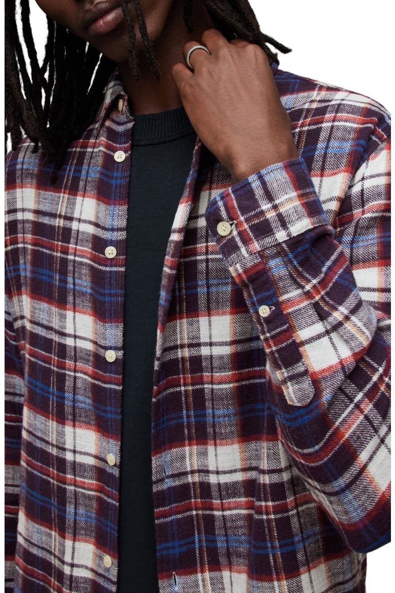 Lakeshort Plaid Flannel Button-Up Shirt, Alternate, color, SAGE PURPLE