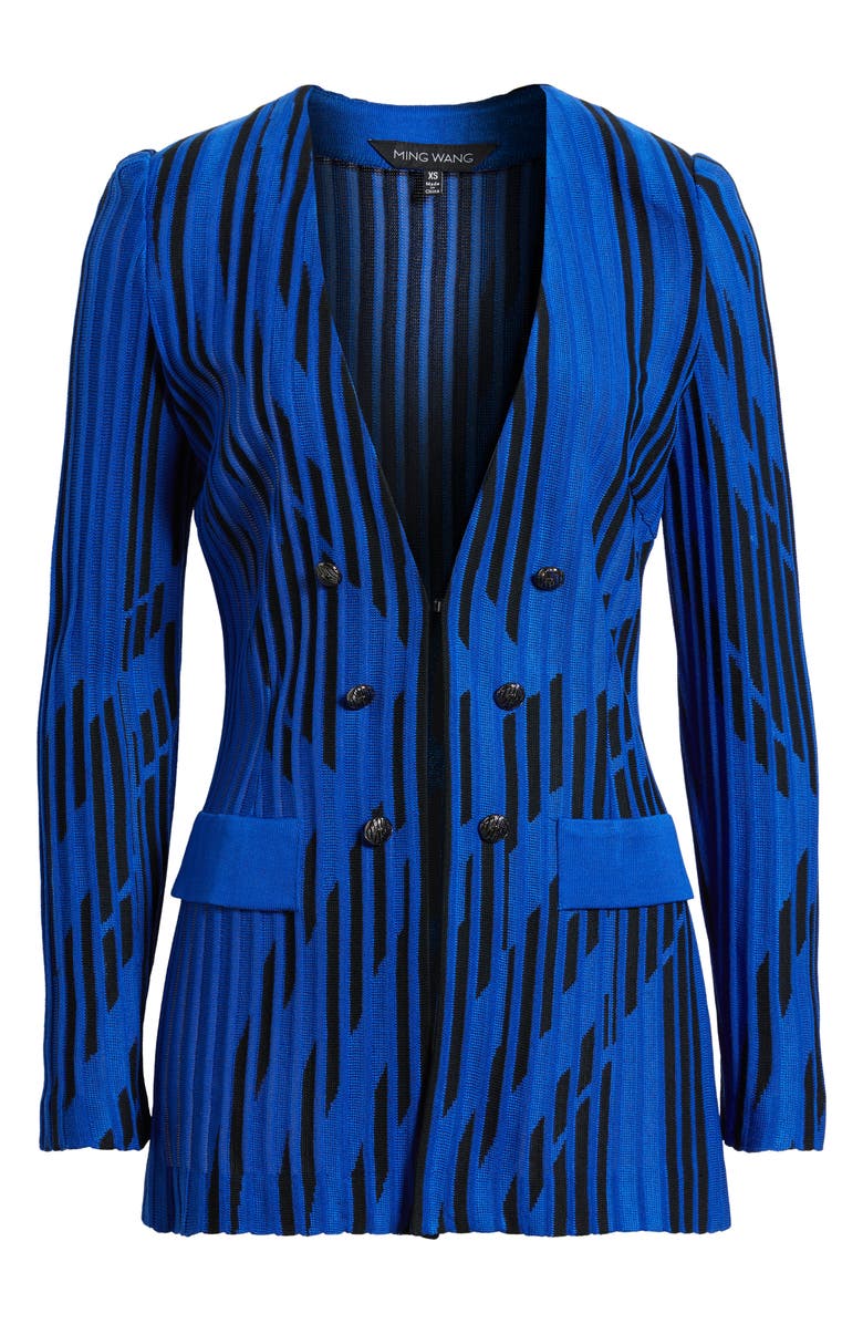 Ming Wang Dual Tone Rib Knit Jacket, Alternate, color, Sapphire Sea/ Black