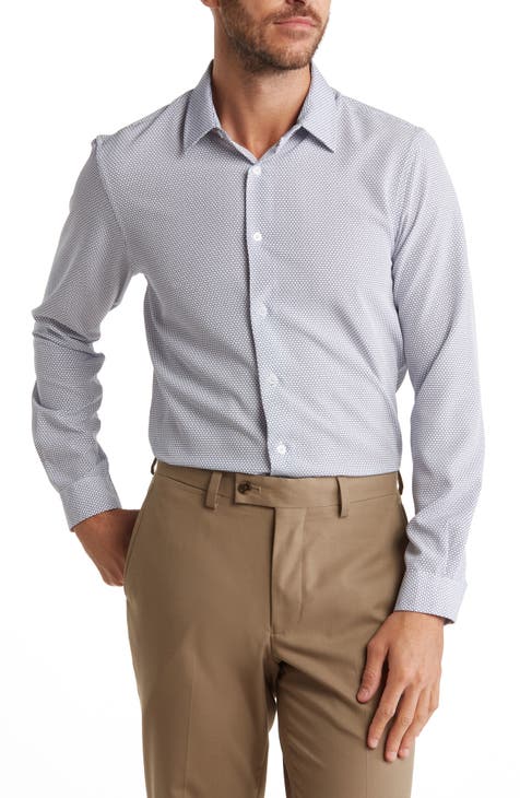 Regular Fit Honeycomb 4-Way Stretch Button-Up Shirt