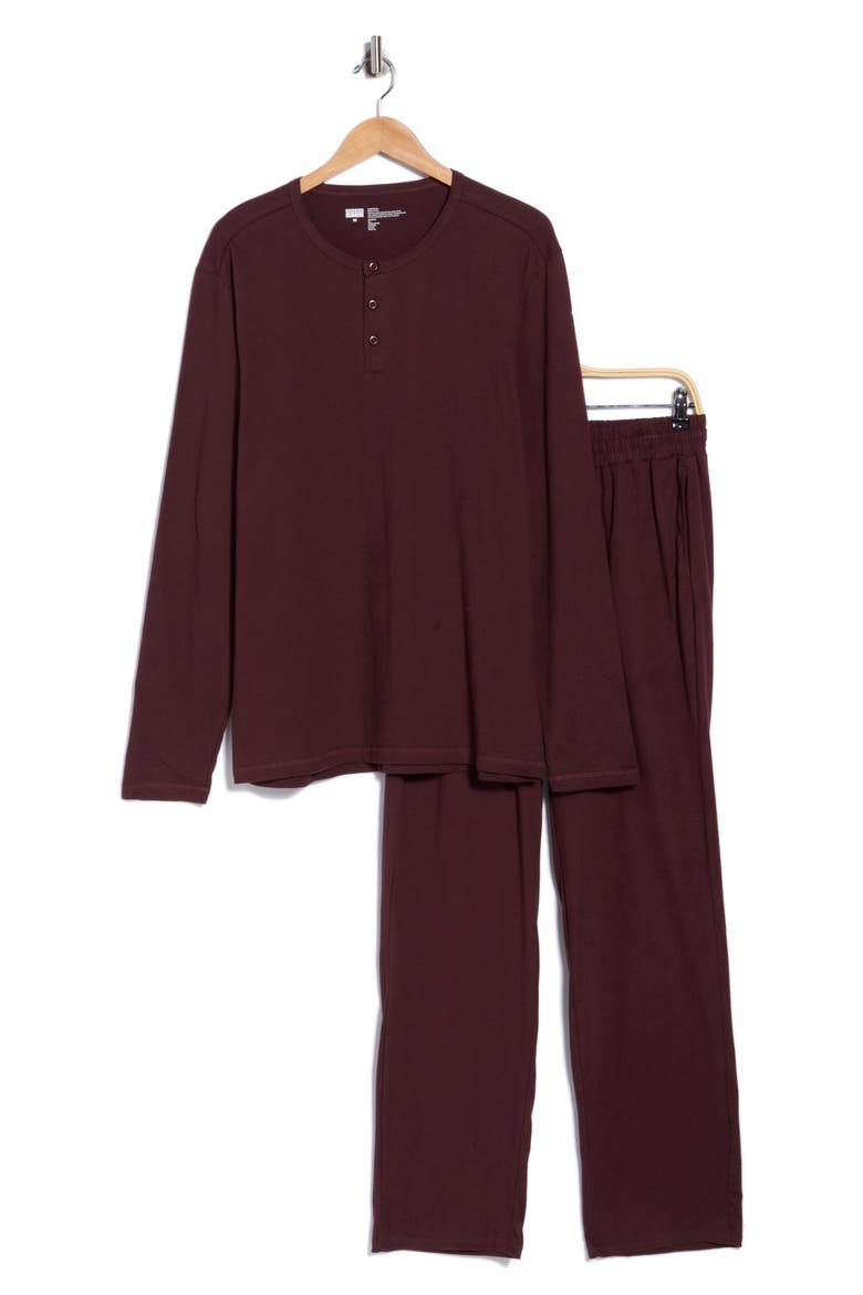 Henley Pajamas Set, Main, color, BURGUNDY FUDGE