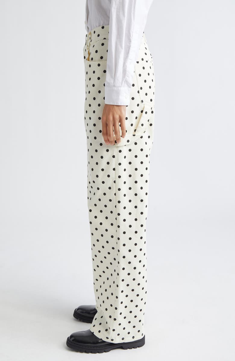 Tanner Fletcher Gender Inclusive Sid Polka Dot Corduroy Pants, Alternate, color, Ivory/ Black Polkadot