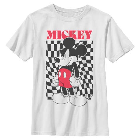 Boy's Mickey & Friends Checkered Mad Pose  Graphic T-Shirt