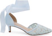 Kailee P Claudia Crochet Lace Kitten Heel with Satin Wrapped Tie
