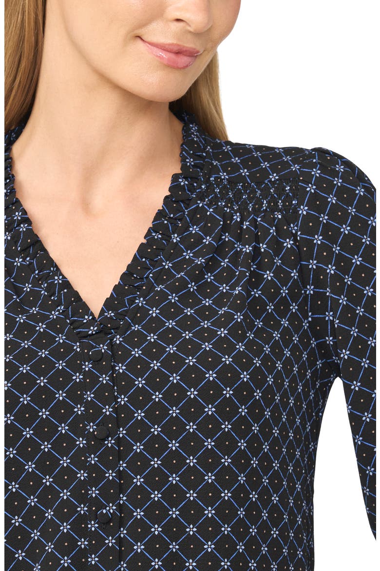 Print Ruffle Top, Alternate, color, RICH BLACK