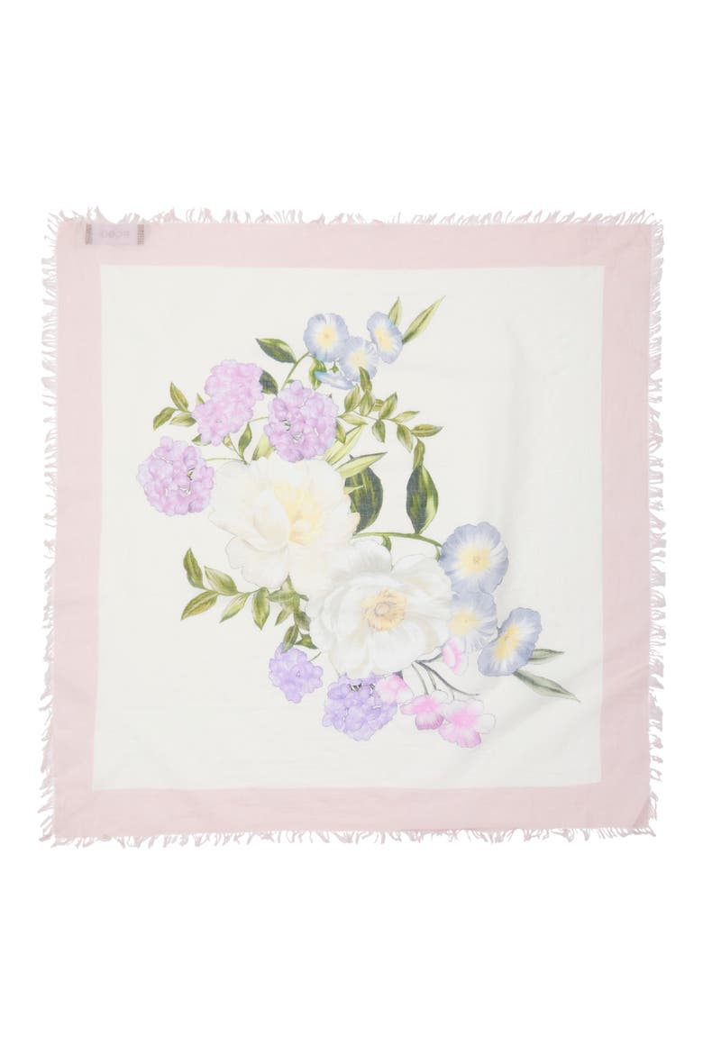 Floral Cotton Square Scarf, Alternate, color, LIGHT NEUTRAL