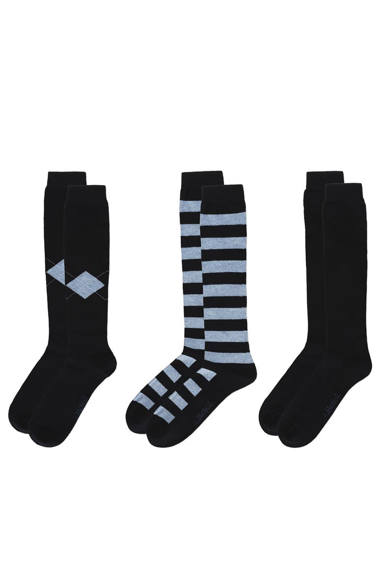 MeMoi 3 Pair Pack Soft Stripe Knee High Socks, Alternate, color, Navy