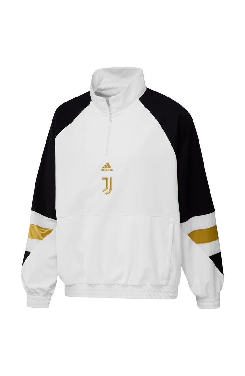 adidas Men's adidas White Juventus Football Icon Raglan Quarter-Zip Top, Alternate, color,