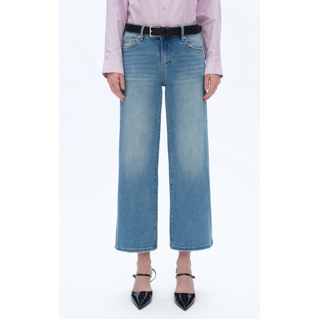 Bayeas High Waist Raw Hem Ankle Straight Leg Jeans In Blue