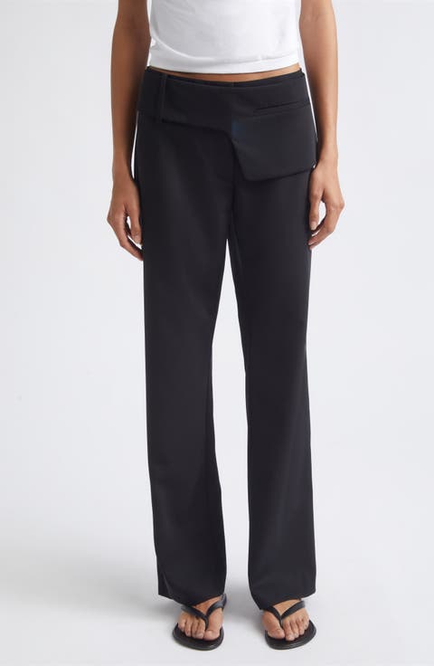 Foldover Waist Wool Pants