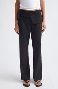 ST. AGNI Foldover Waist Wool Pants