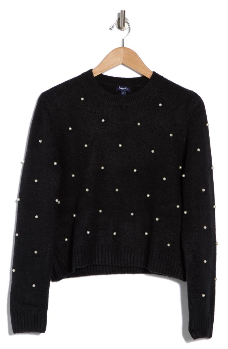 Splendid Imitation Pearl Crewneck Sweater, Alternate, color, 