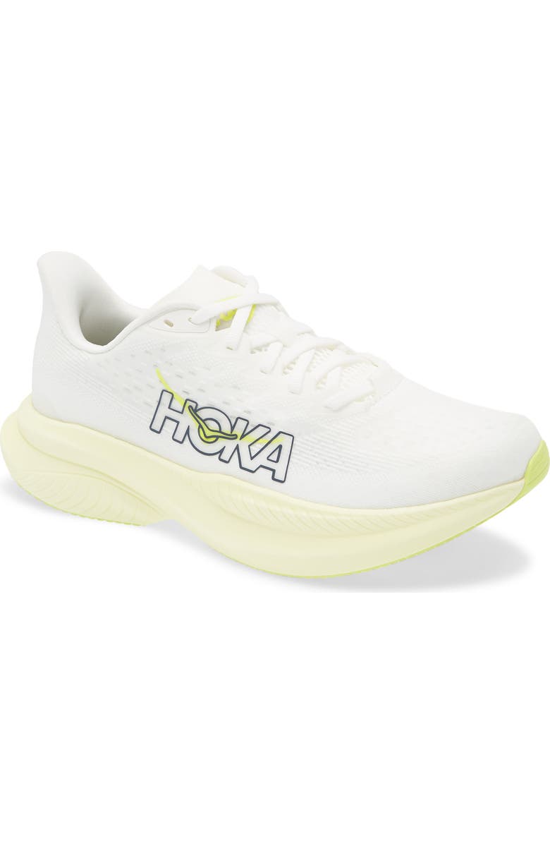 HOKA Mach 6 Running Shoe, Main, color, White / Neon Hoka Citrus