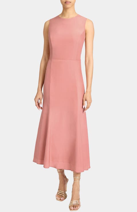 ROSALIA Sleeveless Midi Dress in Silk Crepe de Chine