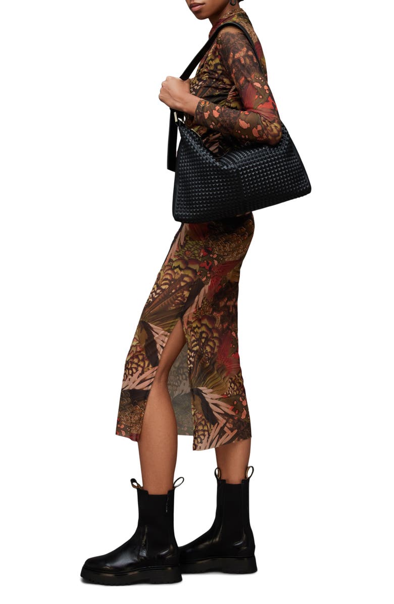AllSaints Tia Gene Long Sleeve Mesh Midi Dress, Alternate, color, 