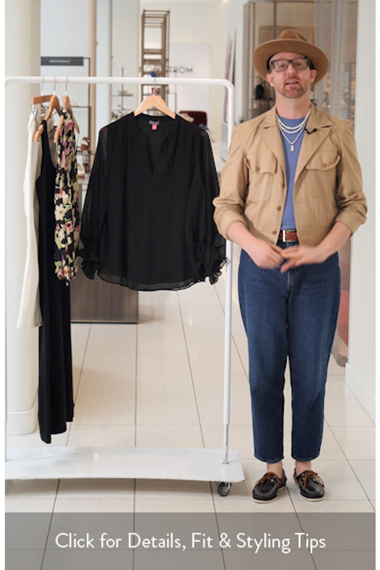 Ruffle Cuff Split Neck Top video