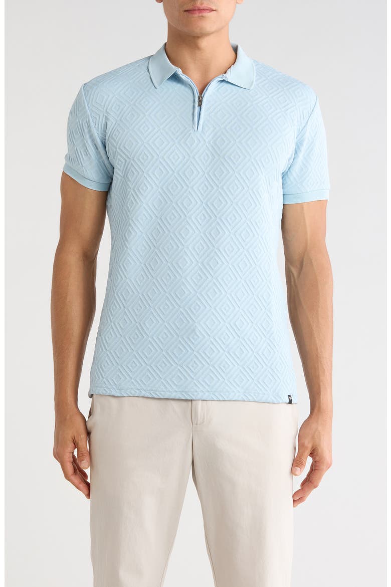 Textured Short Sleeve Polo, Main, color, SKY