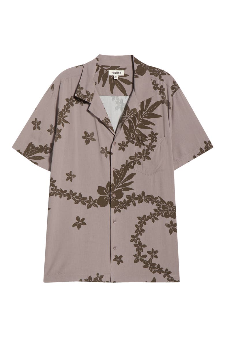 Floral Camp Shirt, Alternate, color, ZINC