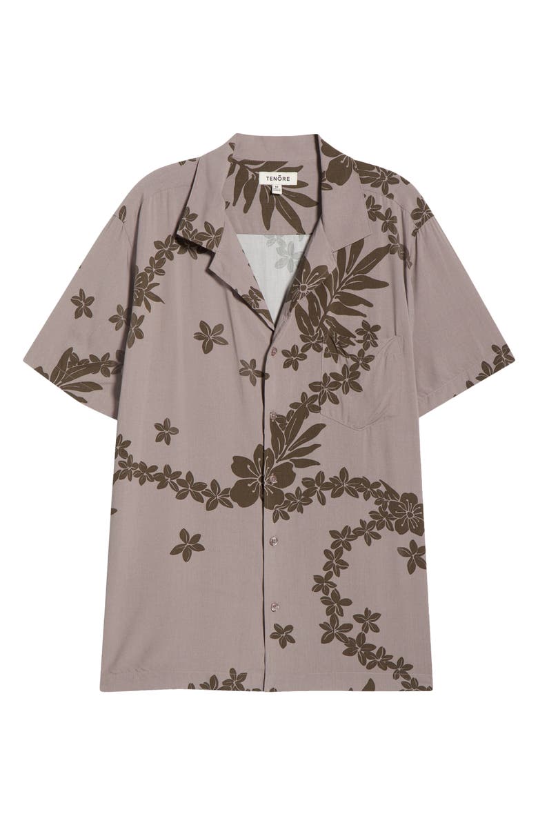 TENŌRE Floral Camp Shirt, Main, color, Zinc