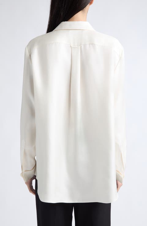 Dahlia Silk Contrast Collar Shirt