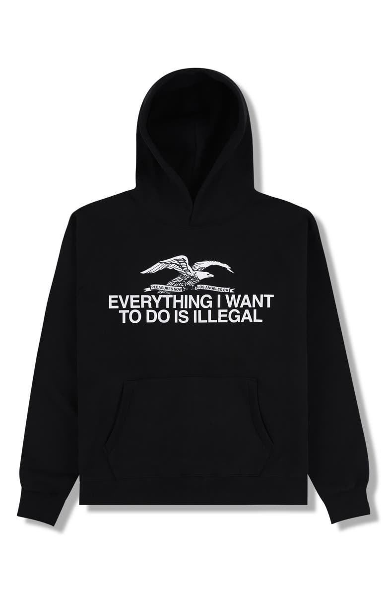 PLEASURES Illegal Graphic Hoodie, Main, color, Black