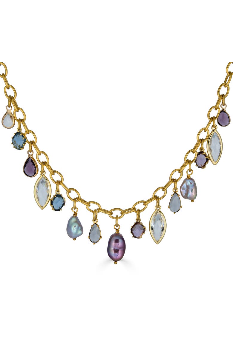Loni Paul Jewelry Colorful Gemstone and Pearl Charm Necklace, Alternate, color,